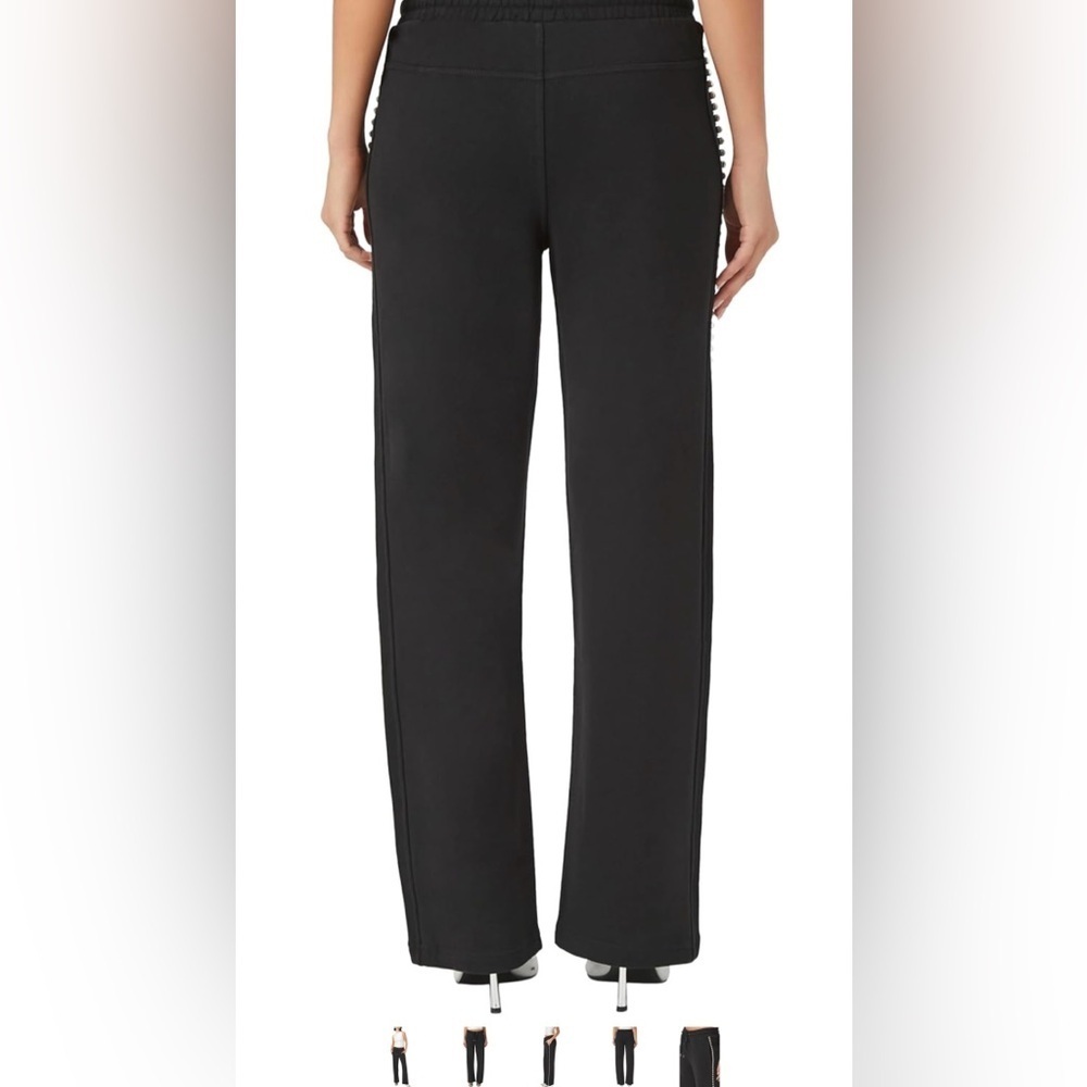 Forever 21 Women's French Terry Rhinestone Wide-Leg Pants, Bedazzled Sweatpants‍ - Picture 4 of 5